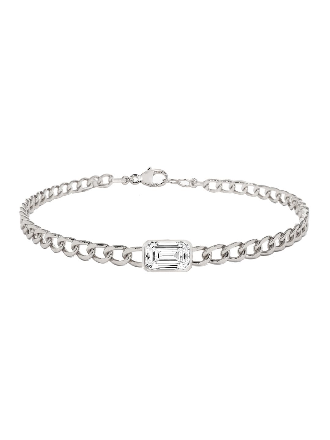 MINUTIAE Adjustable Stylish Crystals Cubic Zirconia Diamond Linked Bracelet for Women & Girls (Silver) (B0CLLLJFCC) Amazon Price History, Amazon Price Tracker