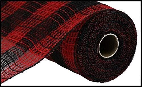 小さなチェック/フェイクジュートデコメッシュ、10.5インチ&times;10ヤード 10.5" x 10 Yards (30 Feet