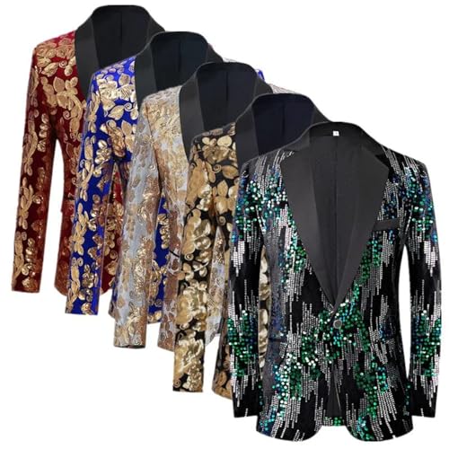 Men Sequined Suit Wedding Dance Party Fleece Jacket Singer Stage Performance Flower Dress Blazers2