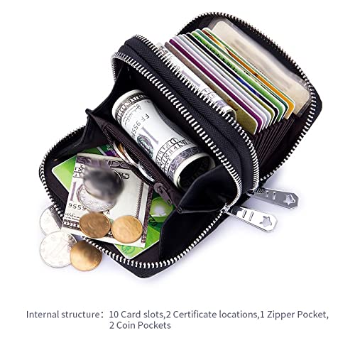 RFID Women Card Holder Split Leather Zipper Case Large Capacity 3D Flower Printed Lady Wallets Purse(C)4