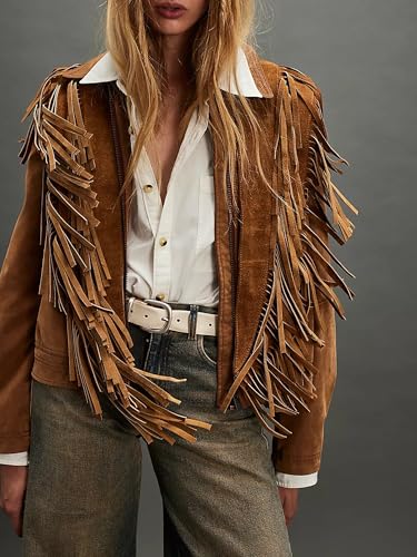 Women Tassel Vest Y2K Sleeveless Fringe Wide Eyes Suede Collar Shawl Open Front Boho Western Jacket Cardigan3