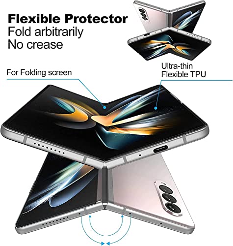 Image of Tempered Glass Screen Protector compatible with Samsung Galaxy Z Fold4 5G | Front /Back Membrane Hydrogel Screen Protector |Inside Screen /Hinge (4 Pieces) | Full Phone Coverage-1Pack