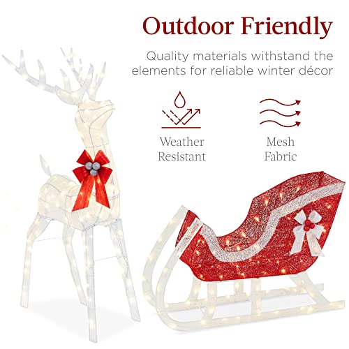 Best Choice Products SKY6560 Lighted Christmas 4Ft Reindeer & Sleigh Outdoor Yard Decoration Set W/ 205 Led Lights thumb #4