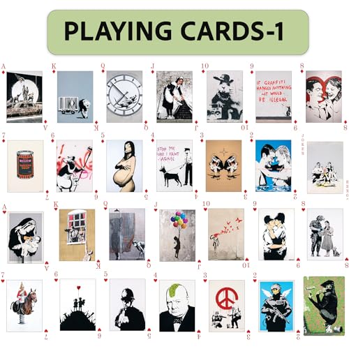 Banksy Spielkarten - Klassisches & nachhaltiges Kartenspiel aus Papier für Erwachsene & Kinder – Kartendeck mit Banksy-Kunstmotiven für Poker, Bridge, Rommé (1 x Kartendeck) – Bild 4