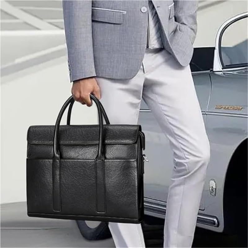 Nordic Men's Briefcase Genuine Leather Computer Handbag Business Casual Shoulder Bag for Office Commute2