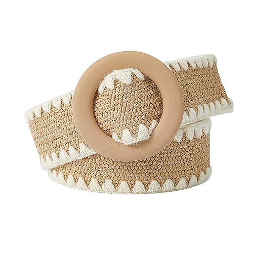 eYLun Women Straw Woven Belt Braided Elastic Stretch Waist Belt Boho Buckle Dress Belt