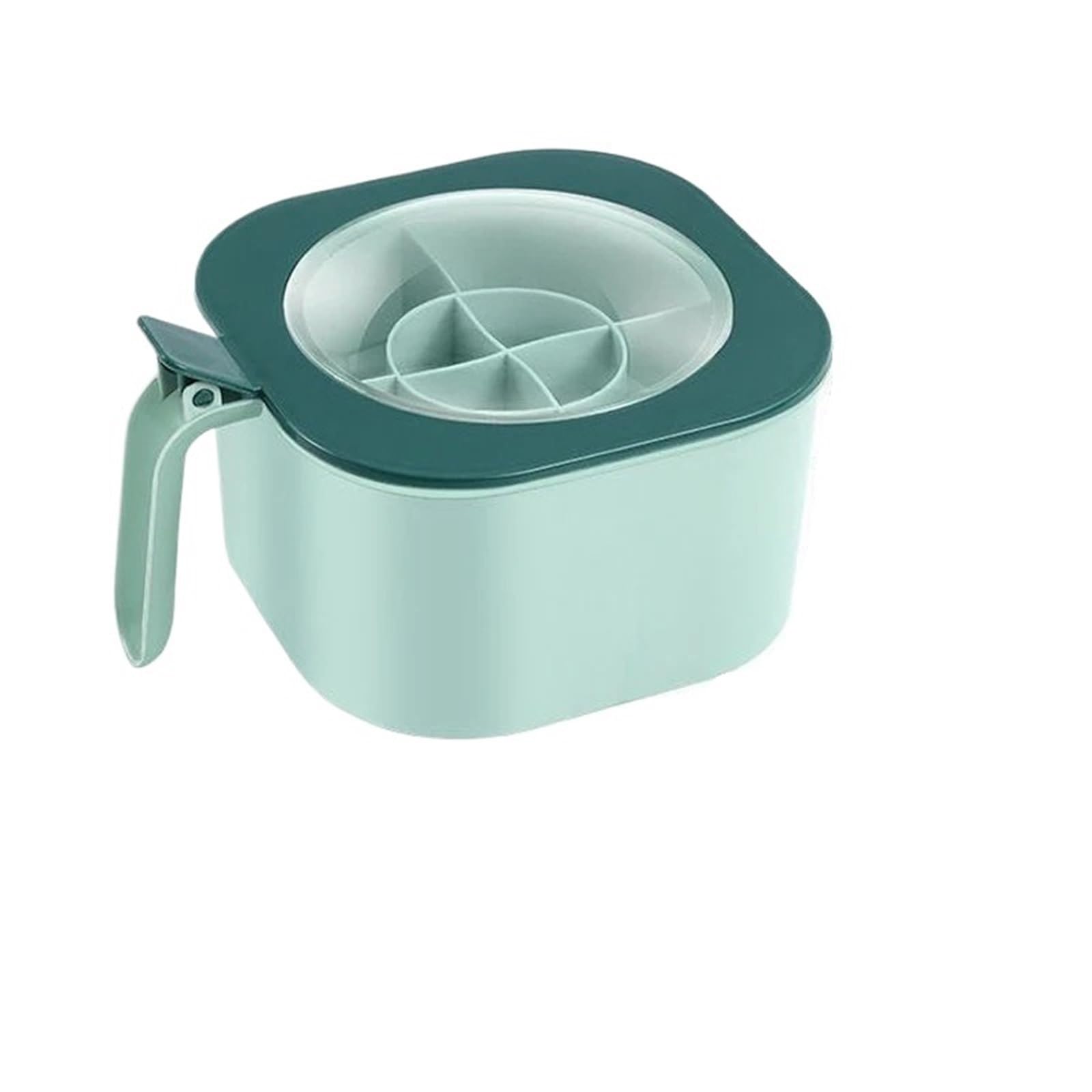 UBOHUZ Seasoning Box with Spoon Spice Jar Multi Compartment Salt Pepper Jars Pots Kitchen Accessories Condiment Container for Salt Sugar Spice Pepper(Green)