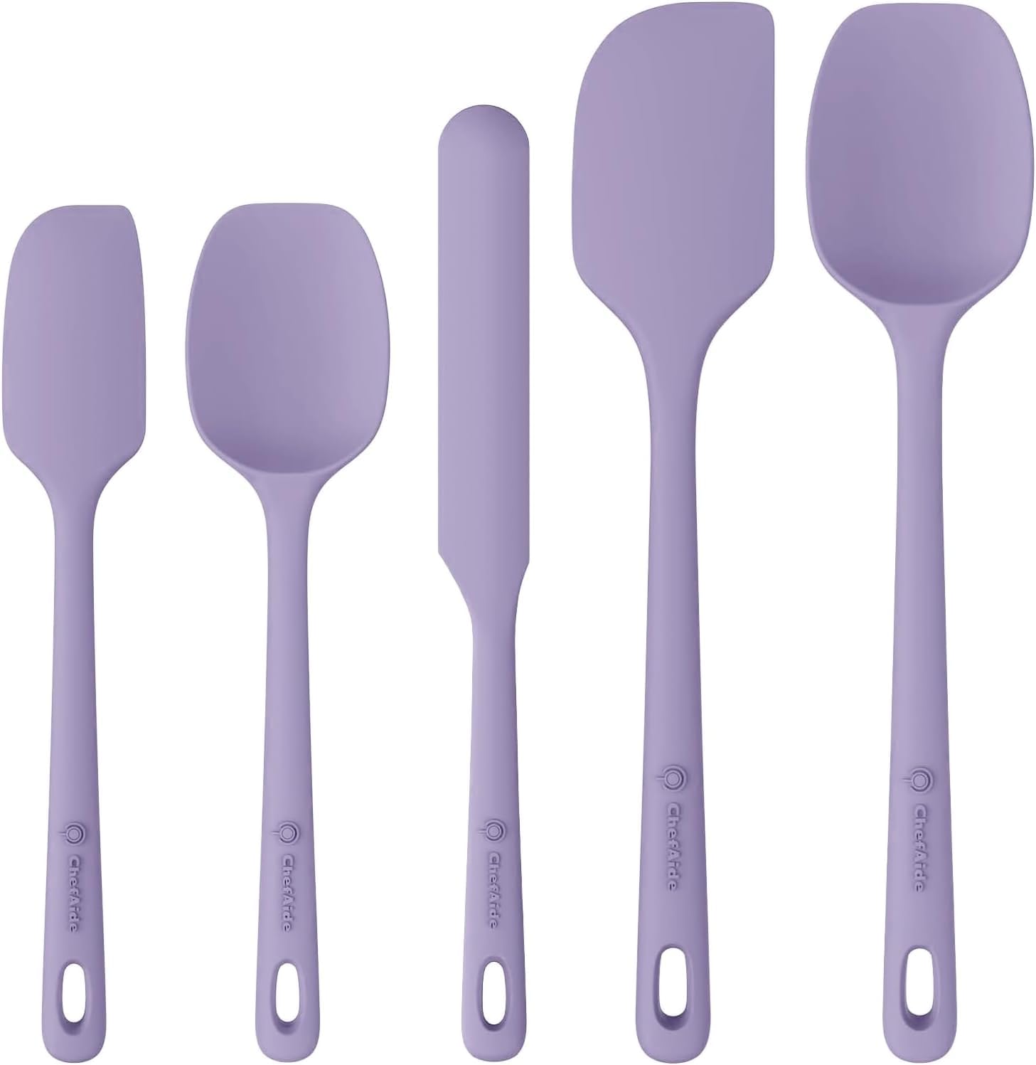 ChefAide 5 Pieces Silicone Spatulas Set, Heat Resistant Rubber Spatula