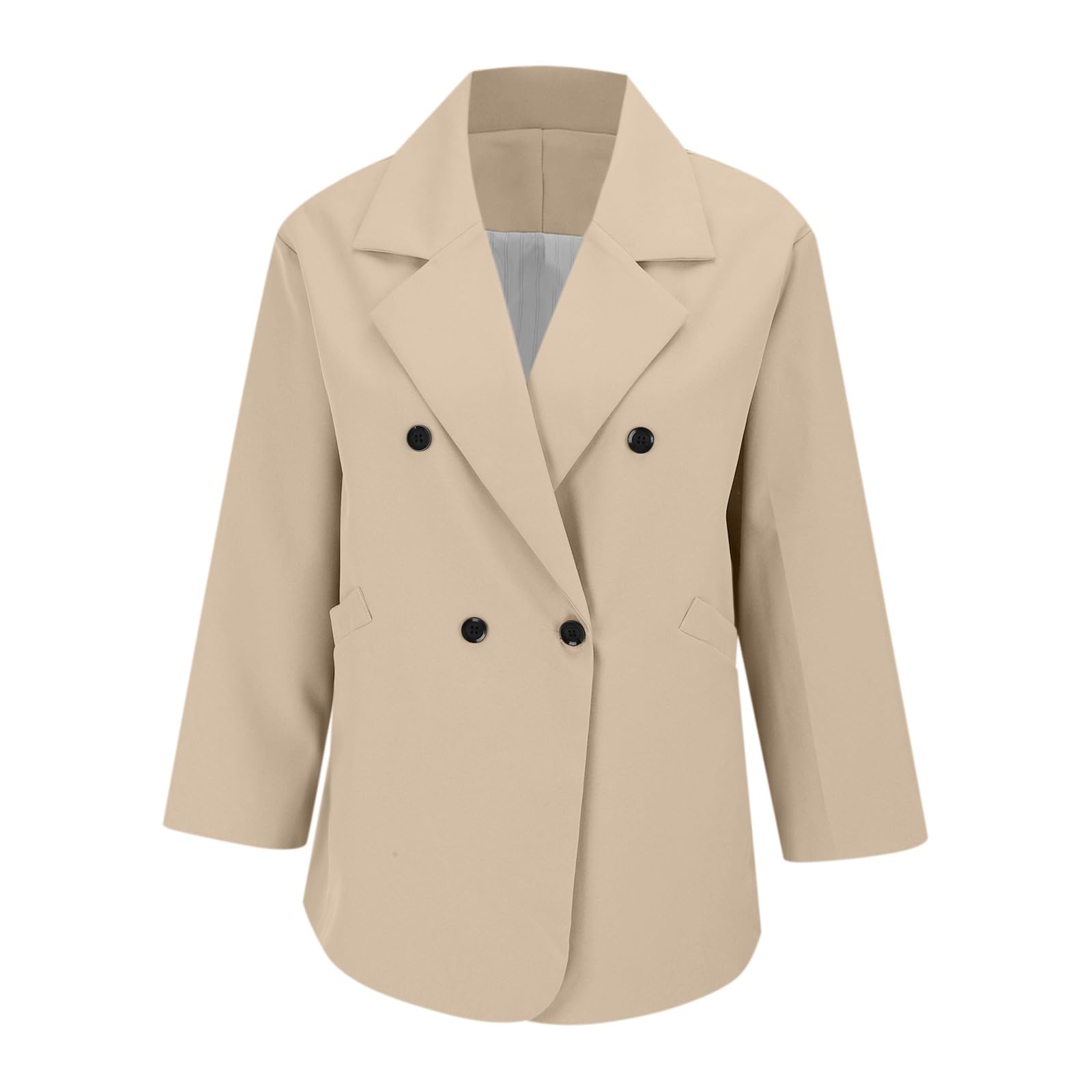 Blazer élégant pour femme - Longue veste blazer ouverte sur le devant - Col revers - Blazer long - Pour le travail, le bureau - Veste de transition - Tenue d'affaires - Veste de loisirs confortable
