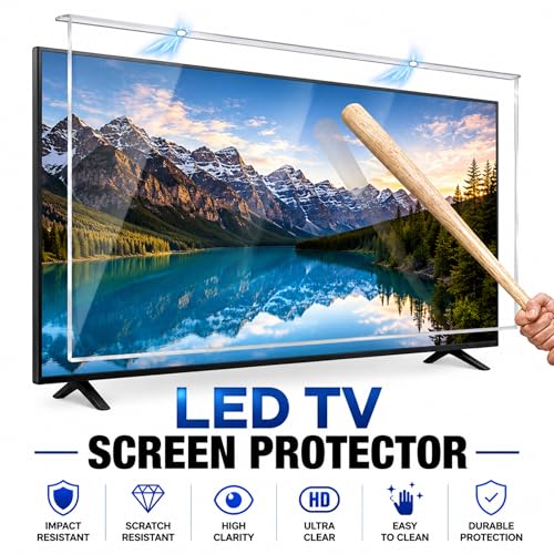 Image of 32 Inch LED TV Screen Protector | 3mm Thikness Clear Acrylic Screen Guard | Impact & Scratch Resistant | Crystal Clear HD Visibility | 9H Hardness | Easy Elastic Strap Installation | Transparent TV Protector (32 Inch)
