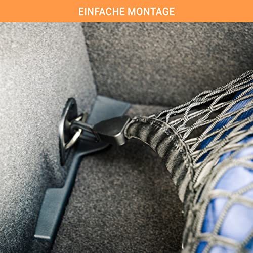 Vicera Gepäcknetz 100x80 cm • Kofferraumnetz fürs große Autos SUV Kombi Bus Wohnmobil mit massiven Haken • Auto Netz Organizer & Sicherung für den Kofferraum