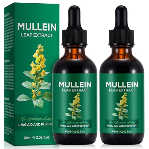 Mullein Leaf Extract Mullein Leaf Liquid Drops Kraftvoller Königskerzenblatt-Extrakt für Lungenreinigung und gesunde Atmung 2-Monats-Vorrat 60 ml 2er-Pack