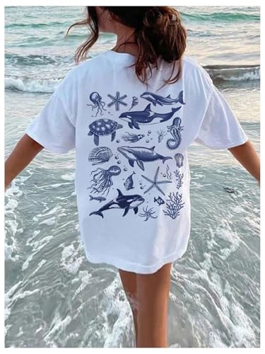 Girl's Cute Letter Graphic Oversized T Shirts Short Sleeve Drop Shoulder Shirts Loose Tee Summer Tops2