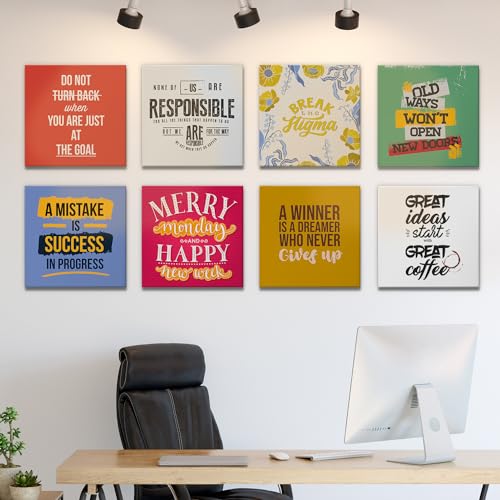 Image of PAPER PLANE DESIGN Motivational and Inspirational Quotes Wall Framed Poster, Office Decor, Wall Frames with Quotes.Set of 8 (10 x 10 Inch) (CANVAS WRAPPED FRAMES)