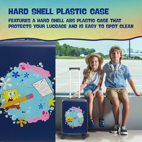 FUL Spongebob Squarepants 22.5 Inch Carry-On Luggage, Hardshell Rolling Suitcase with Spinner Wheels, Blue, Medium4