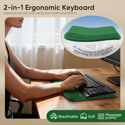 Repose poignet clavier ergonomique 2-en-1 vert pour bureau et télétravail - 7