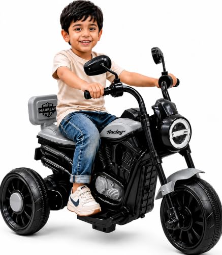Image of Wishmaster Mini Harlay Electric Ride-On Bike for Kids | 6V Battery-Operated Motorcycle | Foot Accelerator | Suitable for Boys & Girls Aged 2-5 Years | Sturdy & Safe Toy Bike