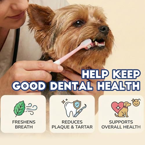 Image of Small Dog Toothbrush, Puppy & Cat Tooth Brushing Kit, Ultra Soft & Head Teeth Brush for Kitten & Tiny to Medium Pet, Doggy Toothbrushes Deep Dental Clean, 2 PCS, Pink
