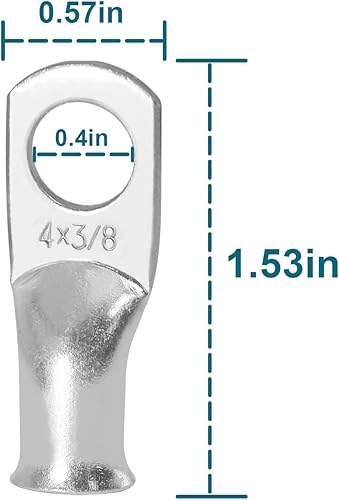 Miniatura 3 de QIATOL Cable de batería, cables de batería 4AWG con terminales, 2 cables de batería marina de cobre, cables inversores de corriente con terminales.