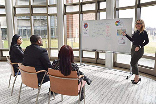 Offex Rolling Reversible Dry Erase 72"W X 48"H Double-Sided Magnetic Whiteboard With Aluminum Frame And Marker Tray - Perfect For School, Classroom, Conference And Presentation #TOP6