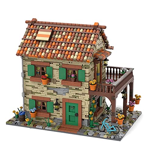 EWWEEQQ Modulare Hausbausätze 2950-teilige italienische kreative Wohngebäude mit Straßenansicht Architektur-Bausteine…