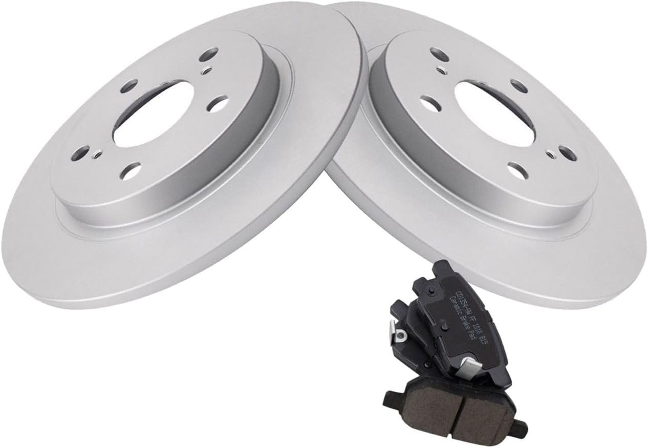 Rear Ceramic Brake Pad & Coated Rotor Kit 5 Lug-Wheel Lug Count for Pontiac for Vibe 2.4L 09-10,for Scion for xB 2.4L 08-15,for Toyota for Corolla iM 1.8L 17-18 for Matrix 2.4L 09-13