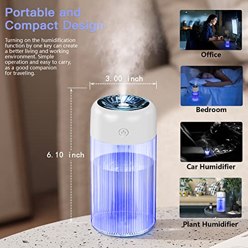 400Ml Desktop Portable Humidifier With 7 Color Led Night Lights, 2 Mist Modes, Auto Shut-Off, Compact And Lightweight For Quiet, Long-Lasting Humidity In Home, Plant, Baby, Bedroom, Travel, Car,Office #TOP3