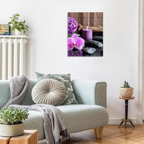 Tableau home déco zen orchidée violette grand format poster mural étanche 70x90cm - 2