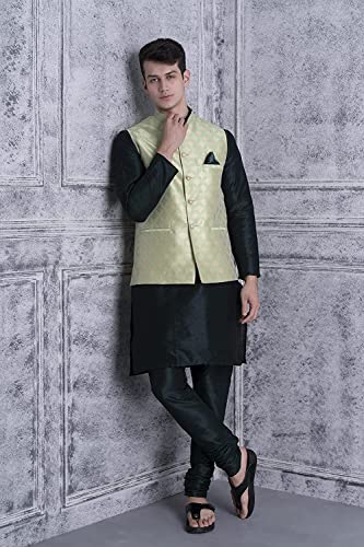 Image of Uri and MacKenzie Men's Silk Blend Kurta Pajama with Designer Ethnic Nehru Jacket /Modi Jacket