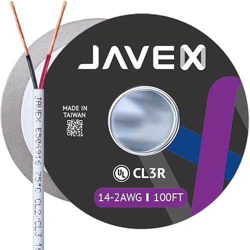 Miniatura 20 de JAVEX Cable de altavoz de audio de calibre 12 AWG (100 pies), [cobre libre de oxígeno OFC] Cable plano delgado para audio estéreo de automóvil,