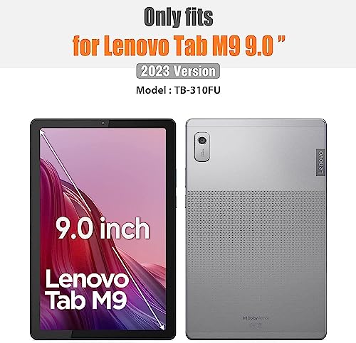 SIBEITU Case Compatible with Lenovo Tab M9 TB-310FU 2023 with Screen Protector Pen Holder, 9.0 Inch Three Layer Drop-Proof Protection Case with 360°Rotating Stand &Strap for Lenovo Tab M9