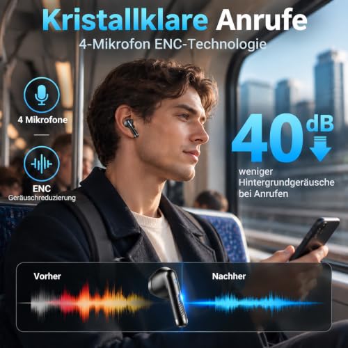 Bluetooth Kopfhörer Kabellos, 28 EQ Presets & 10 Custom EQ App, 50 Std. – Ansicht 4