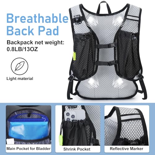Image of Lightweight Hydration Backpack, Running Backpack with 2L Water Bladder, Hydro Water Daypack for Cycling Hiking Rave for Men Women