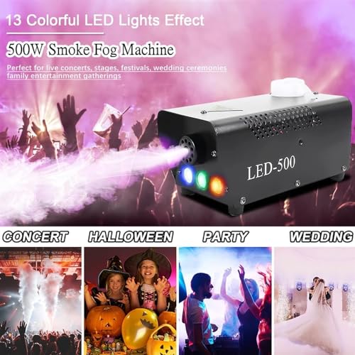 Máquina de humo, máquina de niebla de 500W con luces LED de 13 colores y efecto estroboscópico, máquina de humo automática miniatura 2