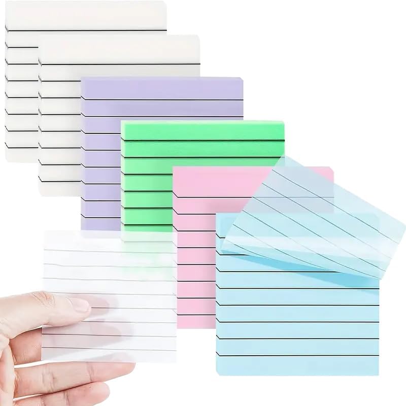 300 hojas de notas adhesivas transparentes grandes con línea, notas adhesivas translúcidas de 3 x 3 pulgadas para anotar libros, pestañas