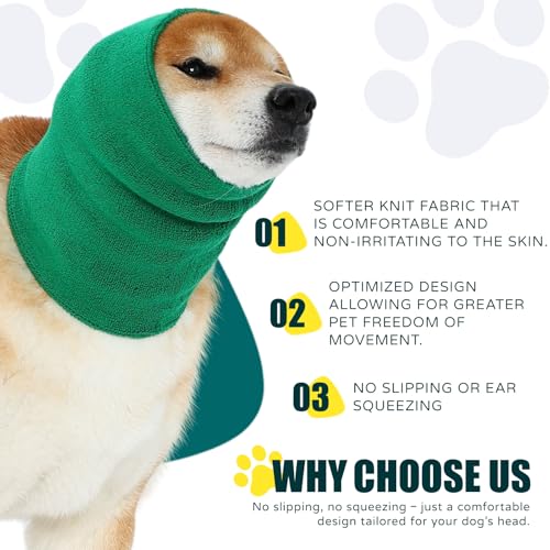 Image of Dog Calming Hoodie Quiet Head Cover Sleeves Double Layer Thickened Dog Ear Muffs Noise Protection,Dog Hematoma Ear Wrap, Dog Headband for Anxiety Relief for Bath, Thunderstorms