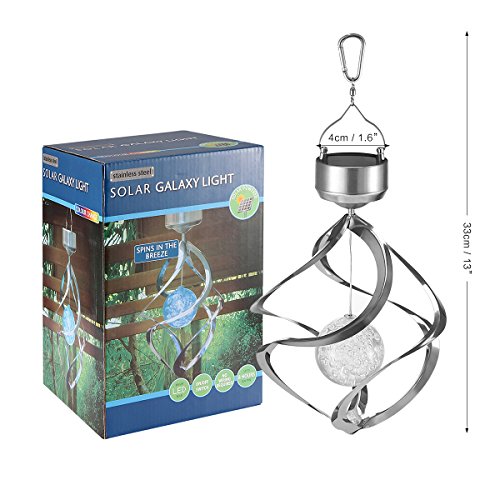 Ourleeme Solar Wind Chime Light, Led Color Changing Hanging Wind Light Waterproof Spiral Spinner Lamp Outdoor Decorative Light For Garden Yard Balcony Patio #TOP6