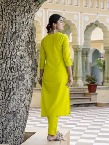 Image of Naixa Women's Viscose Embroidered Straight Kurta with Pant and Dupatta Sets (NK-440)