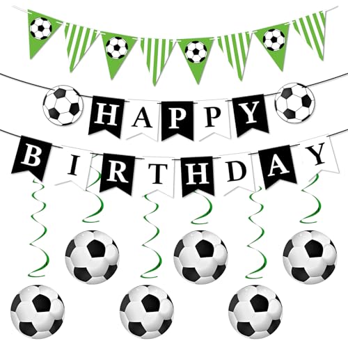 HZHSGLY Football Birthday Banners Triangle Banner Hanging Footballs Pennant Banner for Boys Kids Party Decorations