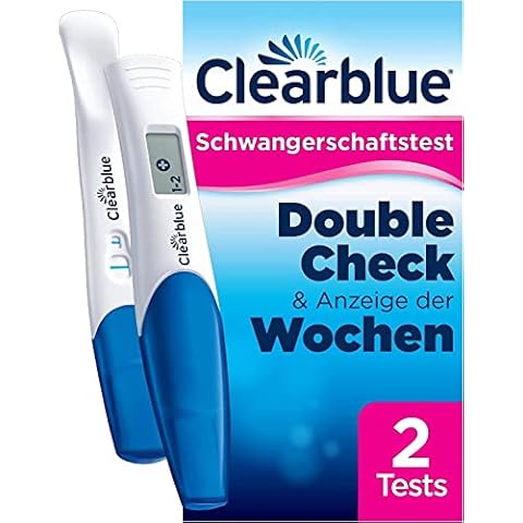 Clearblue Schwangerschaftstest Kombipack Double-Check Früh & Woche, 2 Tests (1 digital 25 mIU/ml, 1 visuell 10 mIU/ml), Pregnancy Test / Frühschwangerschaftstest, Schwangerschaft Wochenbestimmung Cover