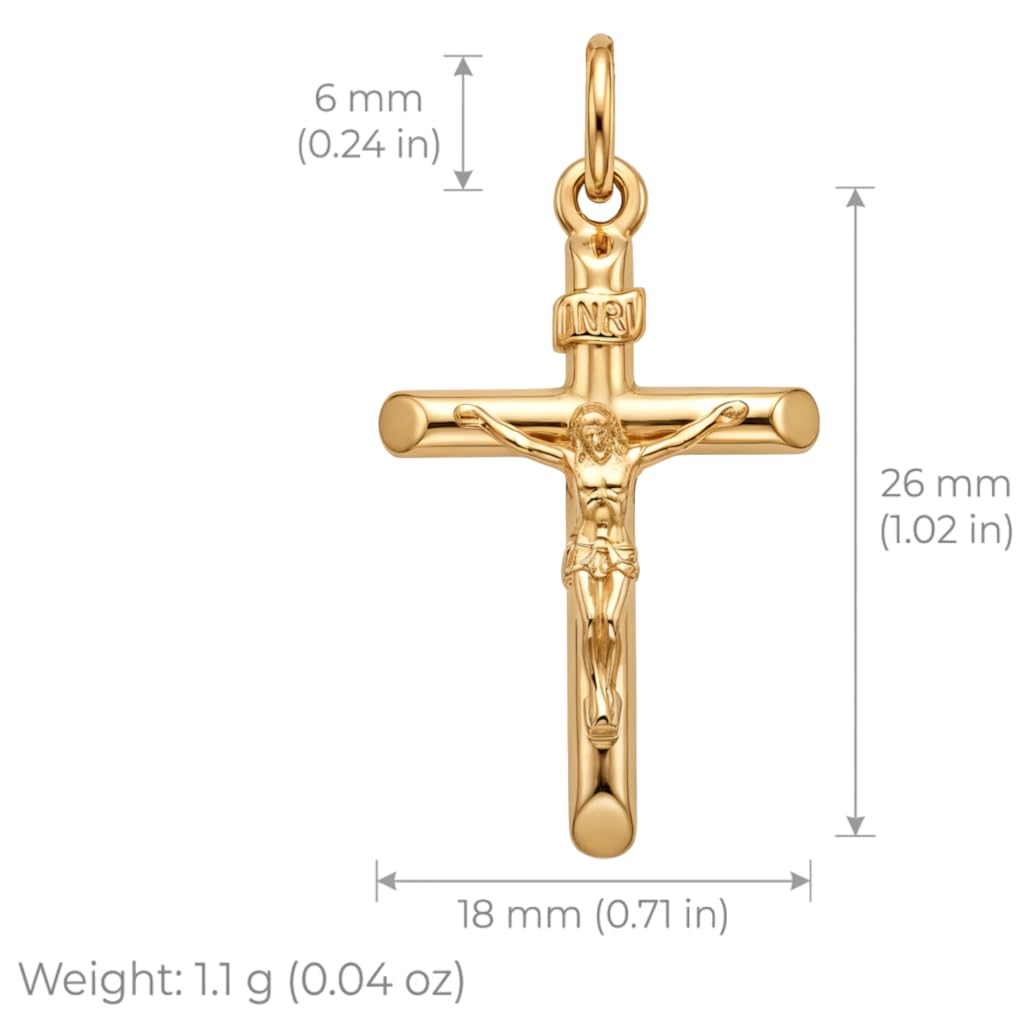 Alexander Castle Solide 9ct 375 Gold Kruzifix Halskette Anhänger für Frauen - 26mm x 18mm - Kreuz Charme mit Schmuck Geschenk-Box - NUR ANHÄNGERSCHMUCK