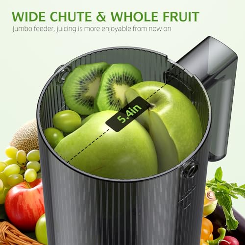 Image of Cold Press Juicer,5.4 inch Wide Feed Chute Juicer Machines,High Juice Yield,Slow Masticating Juicer for Whole Vegetables & Fruits Fruits,Black