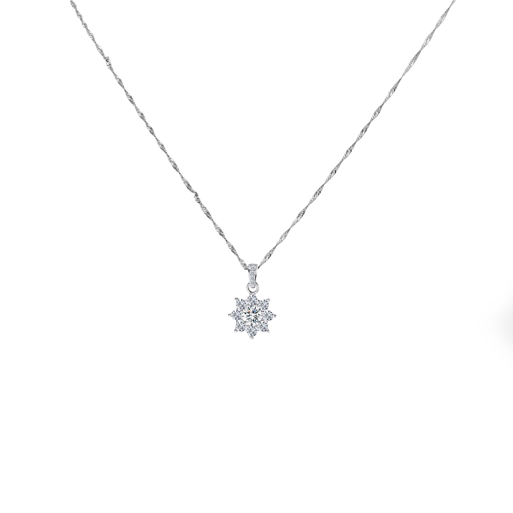 Twisted Curb Kette Halskette Anhänger Stern Zirkon 925 Sterling Silber Damen/Herren Halskette