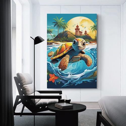 Cuadro de tortuga marina para decorar un salon de estilo tropical 3