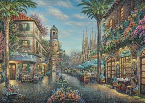 Schmidt Spiele 58780 Puzzle Thomas Kinkade Café de Rue Espagnol, 1000 pièces, Multicolore