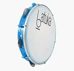 Pandeiro 10" Abs Azul Plat Inox Pele Leitosa Batuka- Luen