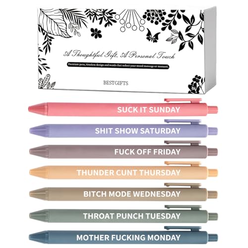 Twinsun Funny Pens Set for Adults Funny Gifts for Adults Swear Cuss Word Ballpoint Pen for Nurse Week Gift Novelty Pens Gag Gifts for Coworkers Christmas Stocking Fillers Gift for Women (Week)
