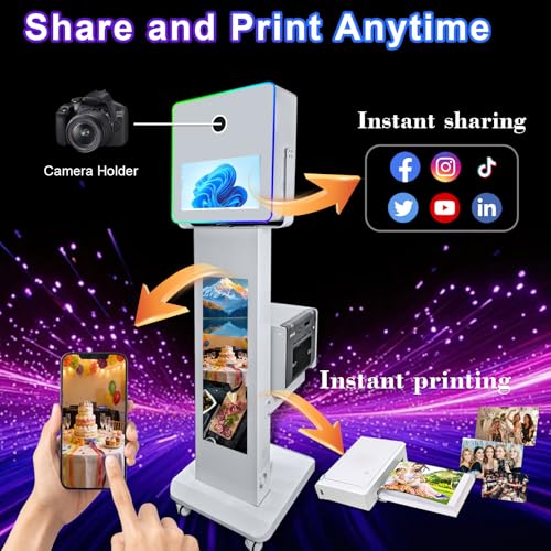 Image of Portable DSLR Photo Booth Machine with 15.6 inch Touch Screen, Photo Booth with 29 inch LCD Display, Ring Light, Software, Mini PC,Flight Case for Event Rental Wedding Party (Photo Booth Machine)