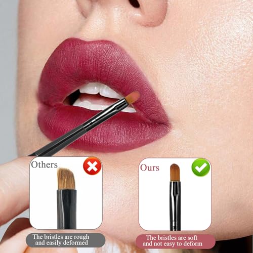 2 Stück Lippenpinsel mit Kappe, Mini-Lippenpinsel-Applikator Flach für Glanzcreme Professioneller Lippenstiftpinsel Concealer Pinsel Wiederverwendbar Make-up-Werkzeuge für Frauen (schwarz)