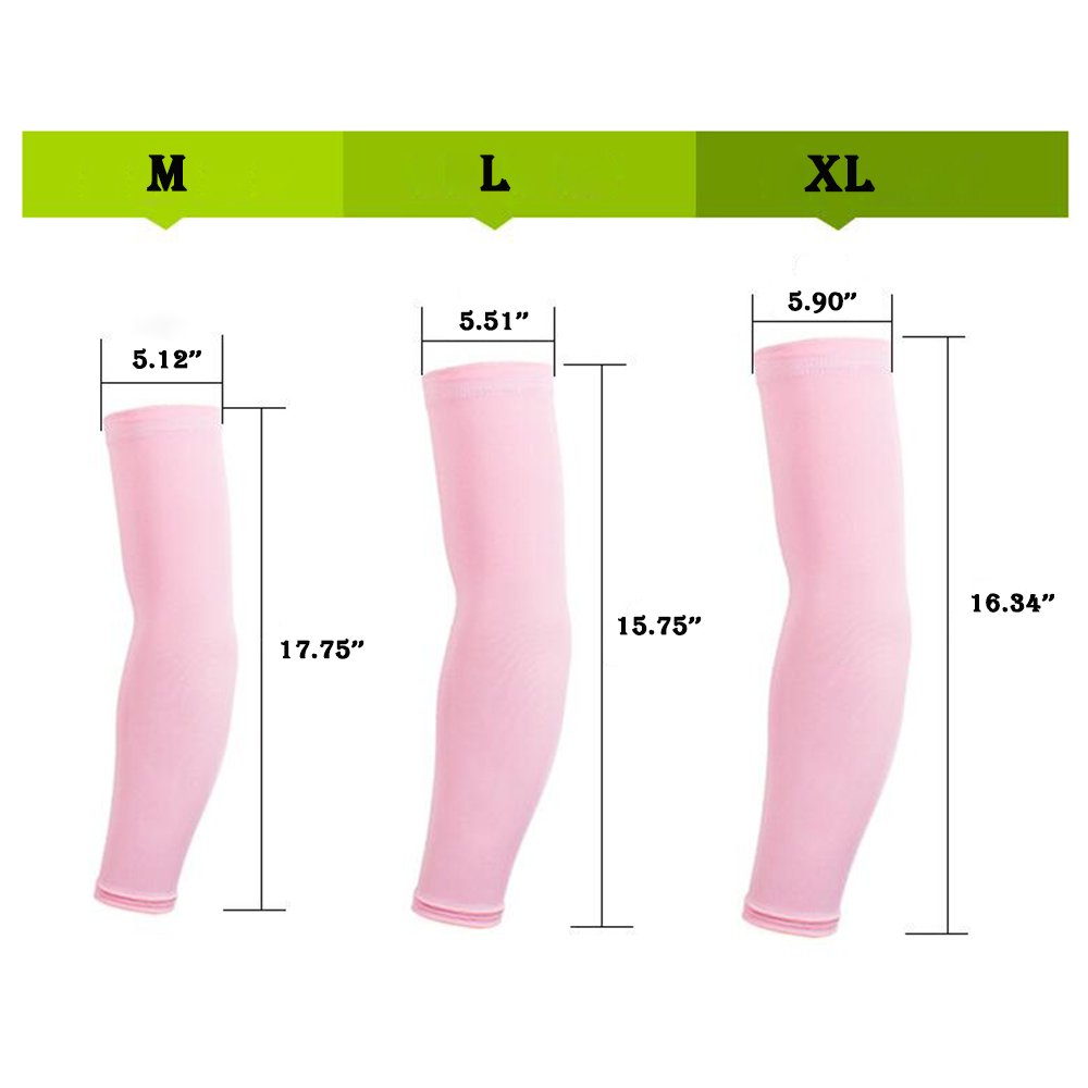 xsby Sunblock Arm Sleeves, Arm Sleeves bundle pack for cycling, golf, tennis, Hiking and outdoor activities 2 pairs Pink M